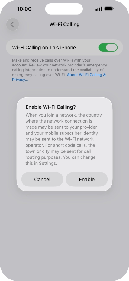 If you turn on the function, press Enable. If you turn on the function, press Enable.