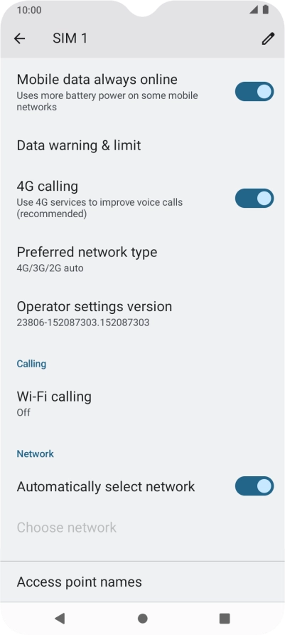 Press Access point names. Press Access point names.