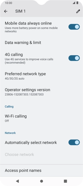 Press Access point names. Press Access point names.