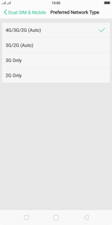 Press the required network mode. Press the required network mode.
