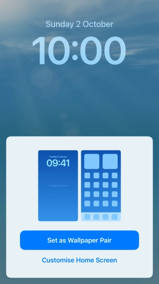 To use the same colour theme on the home screen, press Set as Wallpaper Pair. To use the same colour theme on the home screen, press Set as Wallpaper Pair.