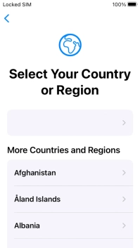 Press the required country or area. Press the required country or area.