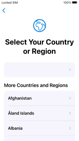 Press the required country or area. Press the required country or area.