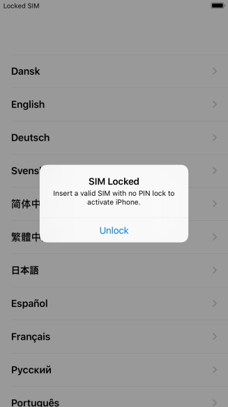 If your SIM is locked, press Unlock. If your SIM is locked, press Unlock.