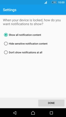 Press the required setting. Press the required setting.