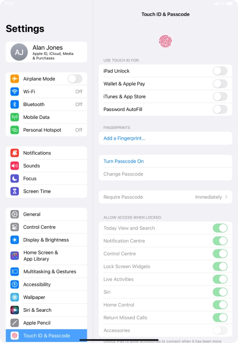 Press Turn Passcode On and key in a lock code of your own choice twice. Press Turn Passcode On and key in a lock code of your own choice twice.
