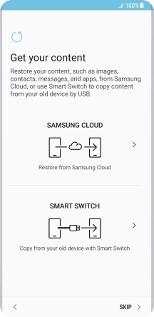 You can transfer the contents of another phone to your phone when it's activated for the first time and after a factory reset. When this screen is displayed, your phone is ready to transfer contents from another phone. You can transfer the contents of another phone to your phone when it's activated for the first time and after a factory reset. When this screen is displayed, your phone is ready to transfer contents from another phone.
