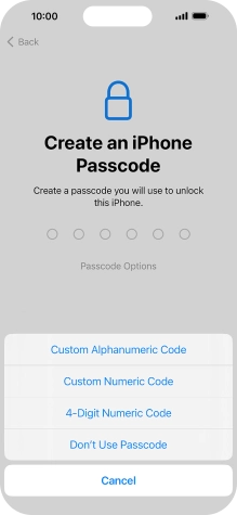 Follow the instructions on the screen to turn on use of phone lock code or press Don't Use Passcode. Follow the instructions on the screen to turn on use of phone lock code or press Don't Use Passcode.