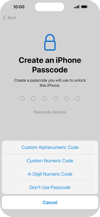 Follow the instructions on the screen to turn on use of phone lock code or press Don't Use Passcode. Follow the instructions on the screen to turn on use of phone lock code or press Don't Use Passcode.