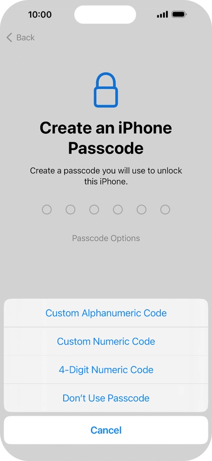 Follow the instructions on the screen to turn on use of phone lock code or press Don't Use Passcode. Follow the instructions on the screen to turn on use of phone lock code or press Don't Use Passcode.