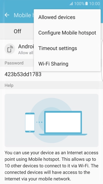 Press Configure Mobile hotspot. Press Configure Mobile hotspot.