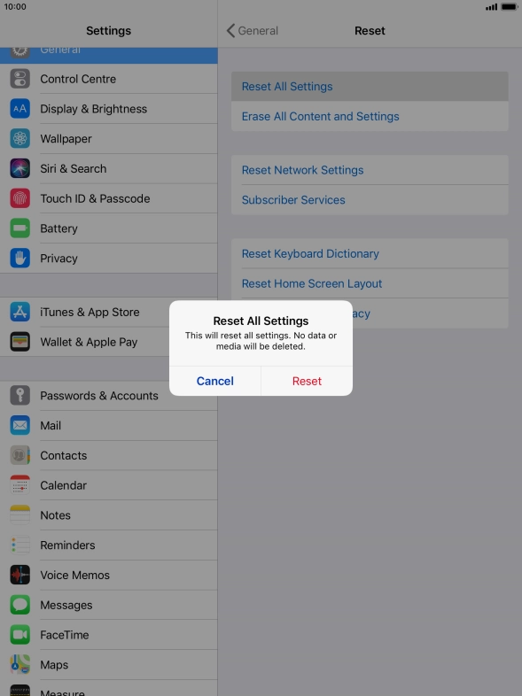 Press Reset. Press Reset.
