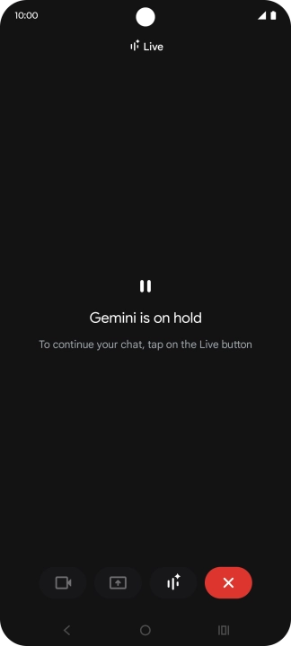 To resume the conversation, press the resume icon. To resume the conversation, press the resume icon.