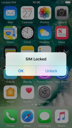 If your SIM is locked, press Unlock. If your SIM is locked, press Unlock.