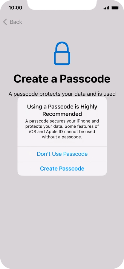 If you turn off the function, press Don't Use Passcode. If you turn off the function, press Don't Use Passcode.