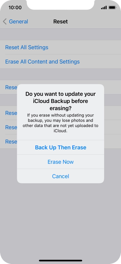 Press the required setting. Press the required setting.