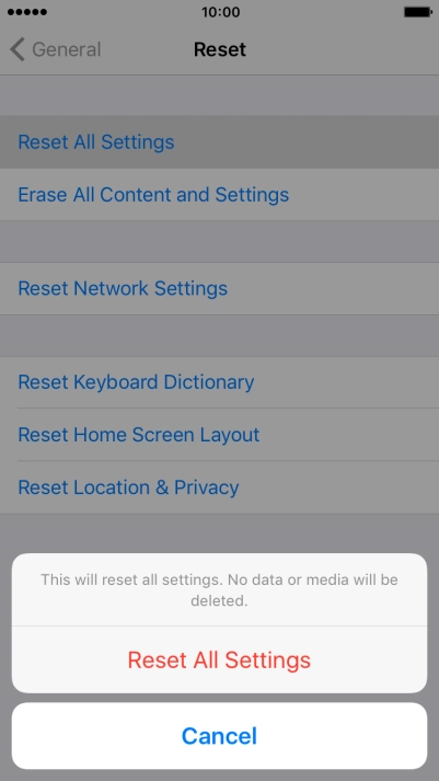 Press Reset All Settings. Press Reset All Settings.