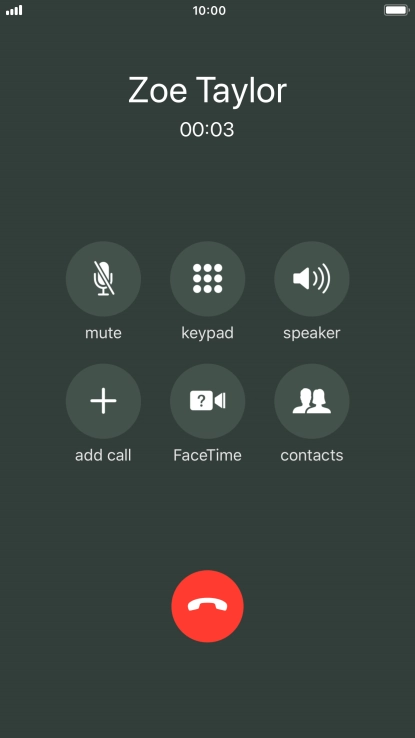 Press the end call icon to end the call. Press the end call icon to end the call.