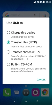 Press Transfer files (MTP). Press Transfer files (MTP).