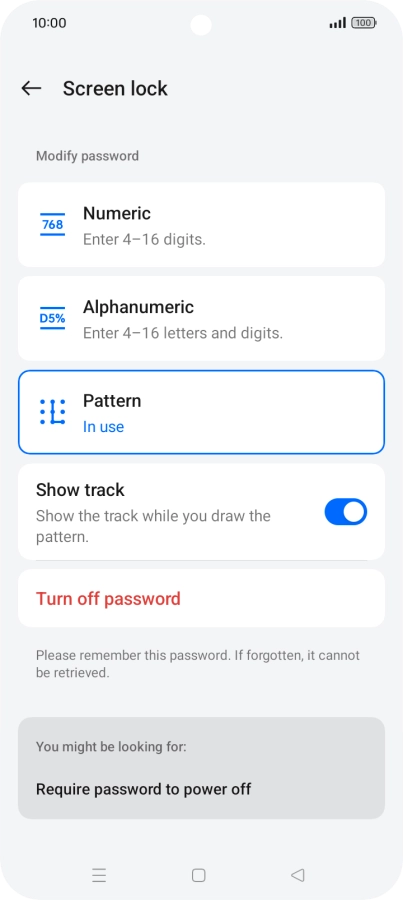 Press the required setting. Press the required setting.