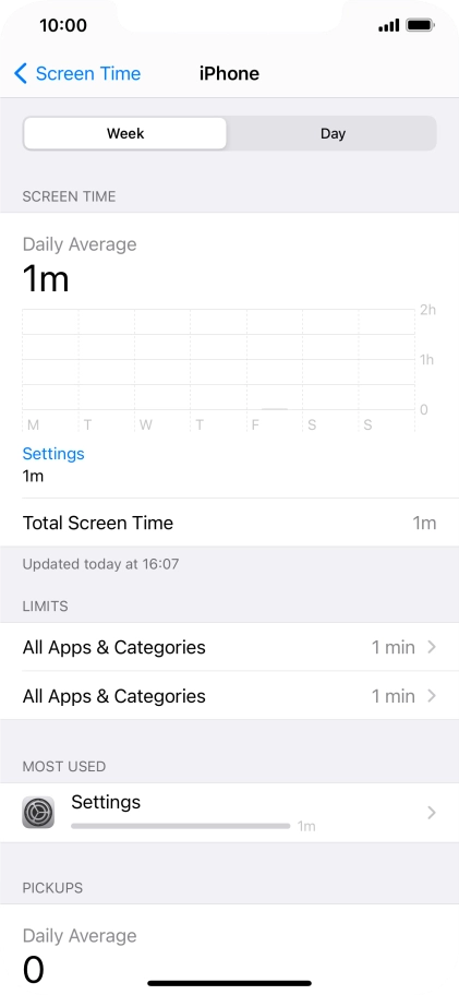 The use for the past week is displayed next to Total Screen Time. The use for the past week is displayed next to Total Screen Time.