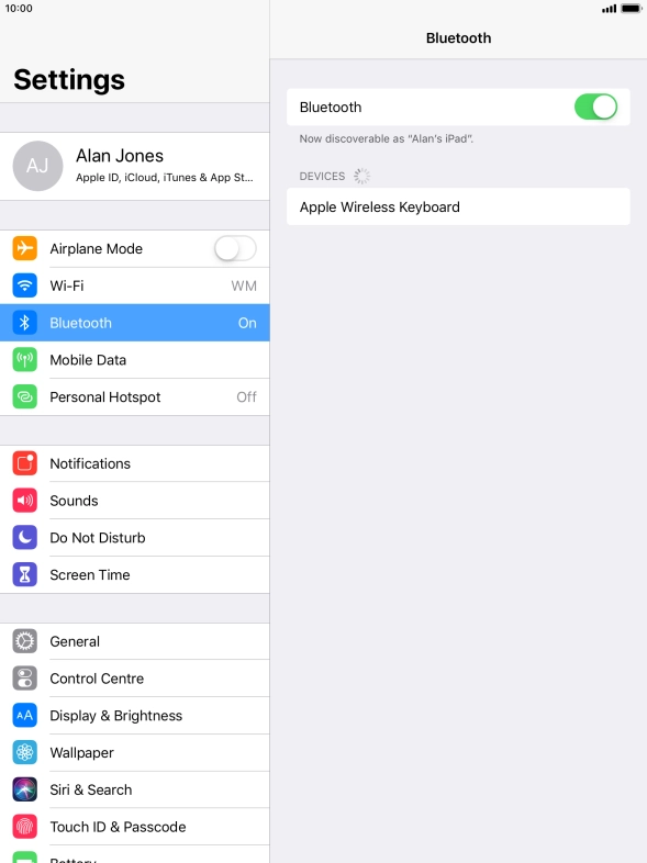 Press the required Bluetooth device and follow the instructions on the screen to pair the device with your tablet. Press the required Bluetooth device and follow the instructions on the screen to pair the device with your tablet.
