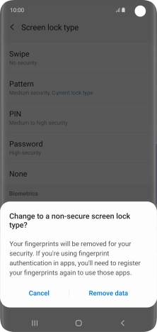 Press Remove data. Press Remove data.