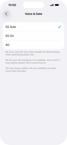 To turn on automatic switch between 5G and 4G, press 5G Auto. To turn on automatic switch between 5G and 4G, press 5G Auto.