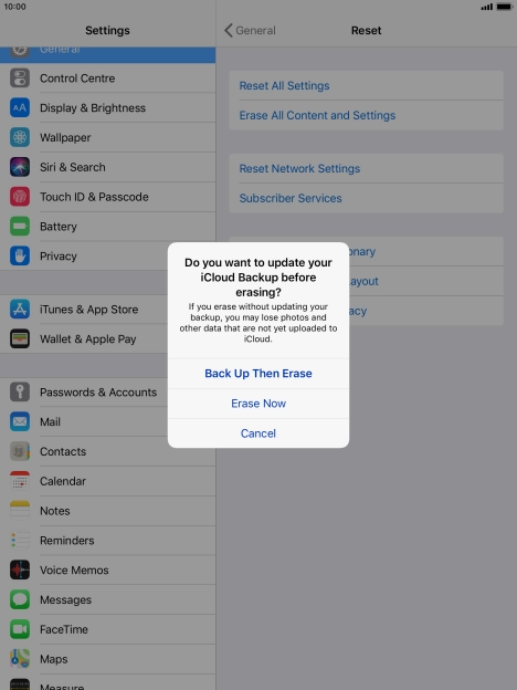 Press the required setting. Press the required setting.
