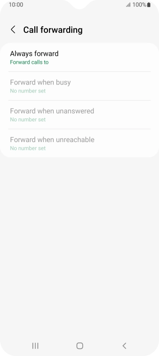 Press the required divert type. Press the required divert type.