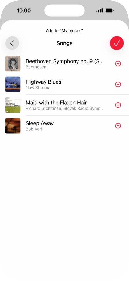 Go to the required category and press the add icon next to the required audio file. Go to the required category and press the add icon next to the required audio file.