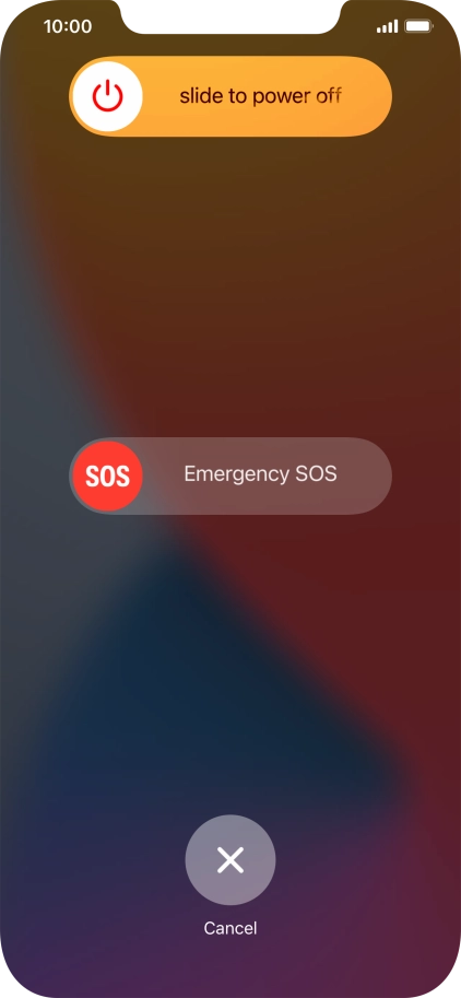 Press and drag the power off icon right. Press and drag the power off icon right.