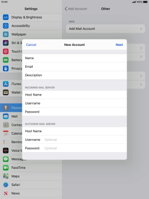Press Username and key in the username for your email account. Please note that if you're using Vodafone's outgoing server, leave the username field empty. Press Username and key in the username for your email account. Please note that if you're using Vodafone's outgoing server, leave the username field empty.