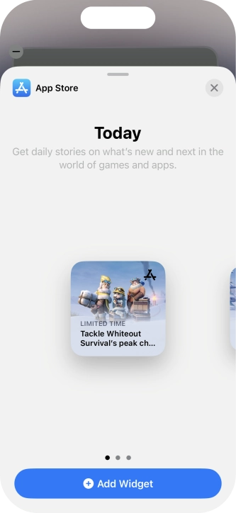 Slide your finger right or left on the screen to select the required widget size. Slide your finger right or left on the screen to select the required widget size.