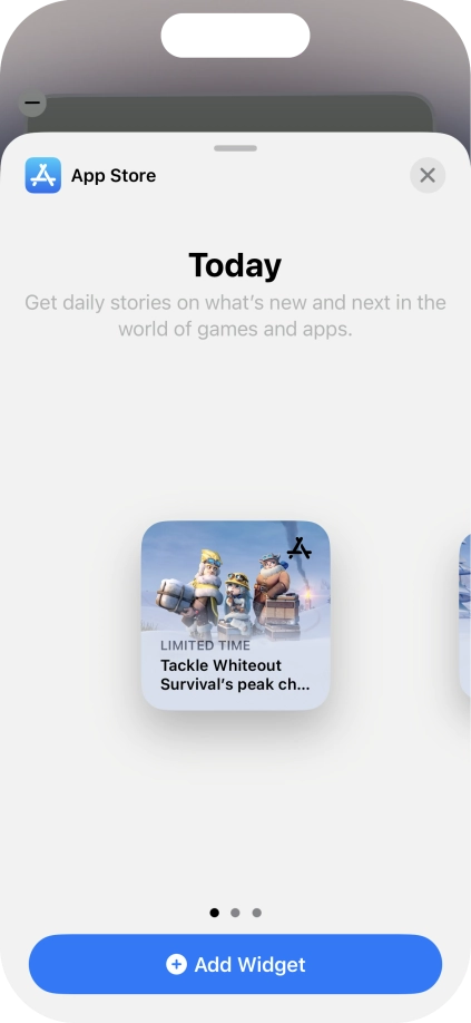 Slide your finger right or left on the screen to select the required widget size. Slide your finger right or left on the screen to select the required widget size.