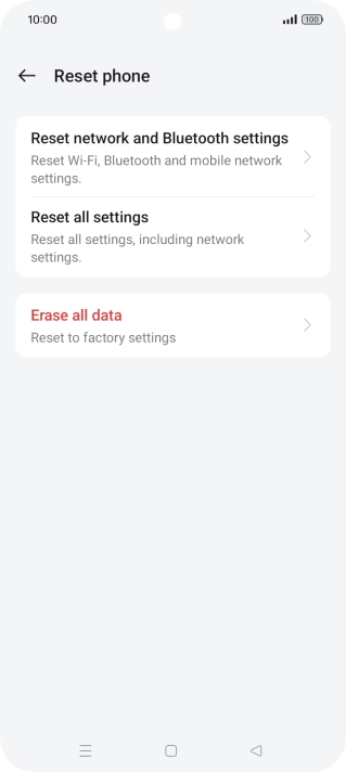 Press Reset network and Bluetooth settings. Press Reset network and Bluetooth settings.