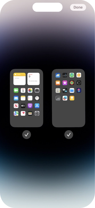Press the fields below the required home screens to select or deselect them. Press the fields below the required home screens to select or deselect them.