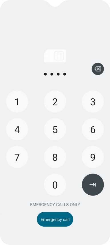 If your SIM is locked, key in your PIN and press arrow right. If your SIM is locked, key in your PIN and press arrow right.