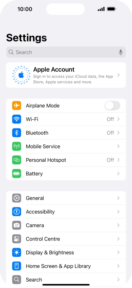Press Apple Account. Press Apple Account.