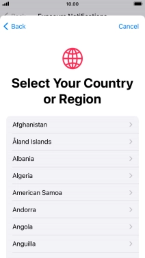 Press the required country. Press the required country.