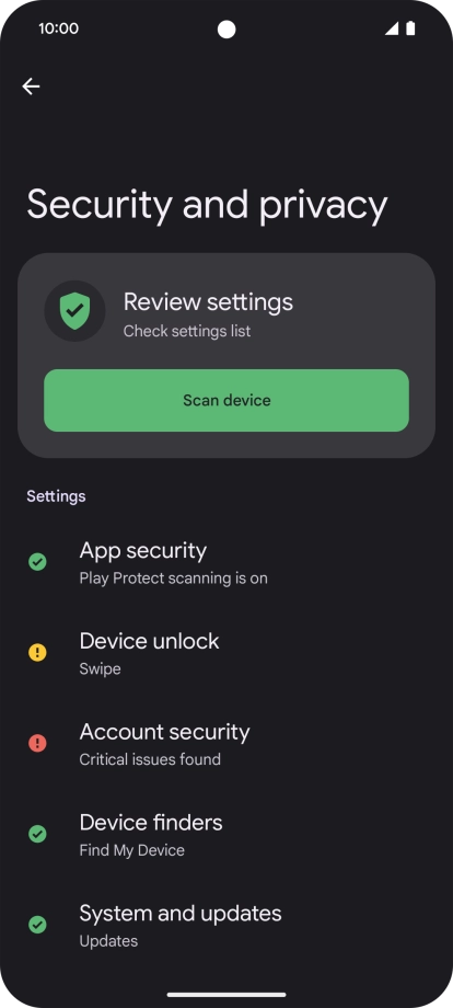 Press Device unlock. Press Device unlock.