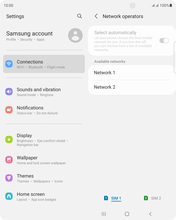 Press the required network. Press the required network.