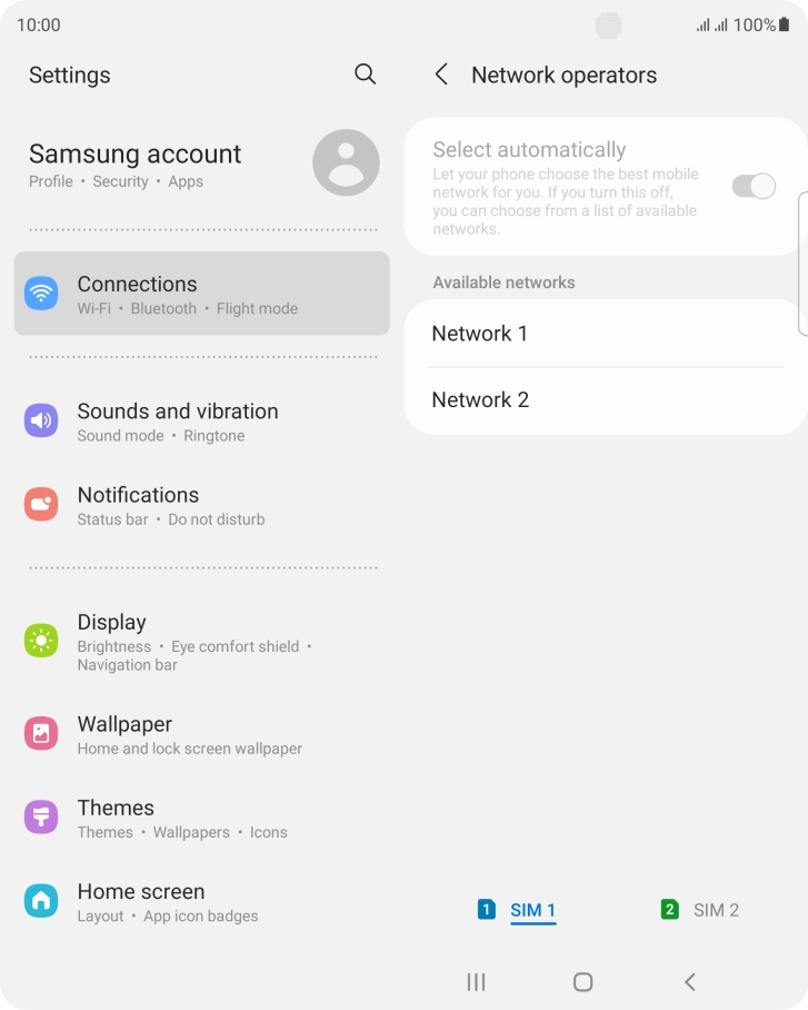 Press the required network. Press the required network.