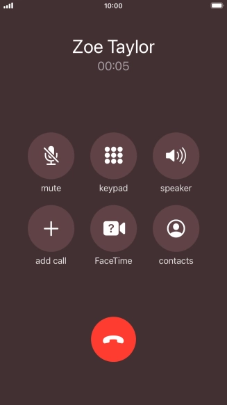 Press the end call icon to end the call. Press the end call icon to end the call.
