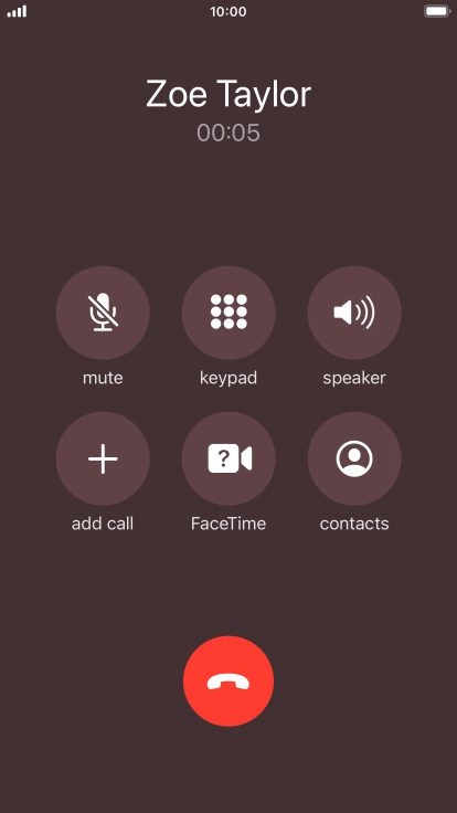 Press the end call icon to end the call. Press the end call icon to end the call.
