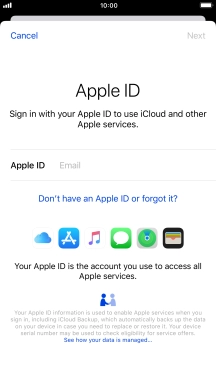 If you don t have an Apple ID, press Don't have an Apple ID or forgot it? and follow the instructions on the screen to create an Apple ID. If you don t have an Apple ID, press Don't have an Apple ID or forgot it? and follow the instructions on the screen to create an Apple ID.