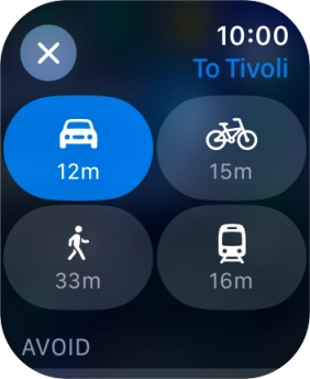 Press the required transport type. Press the required transport type.