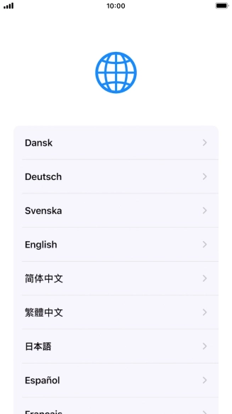 Press the required language. Press the required language.