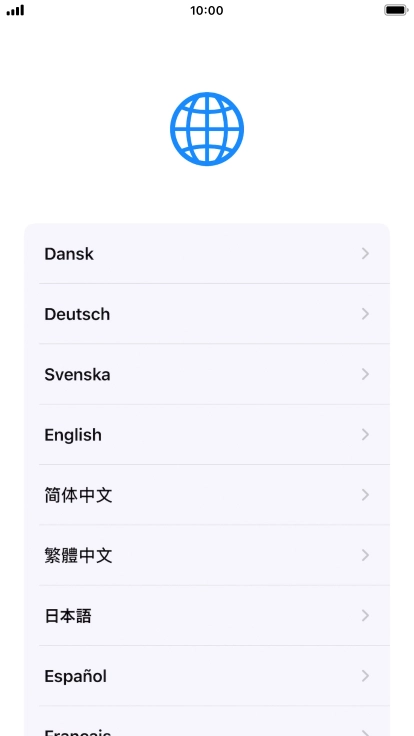Press the required language. Press the required language.