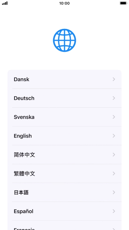 Press the required language. Press the required language.